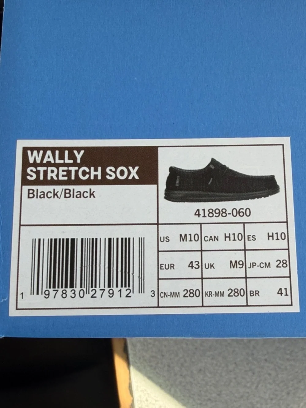 Hey Dude Wally Stretch Sox Black Knit Slip-On Loafers with Toggle Lacing